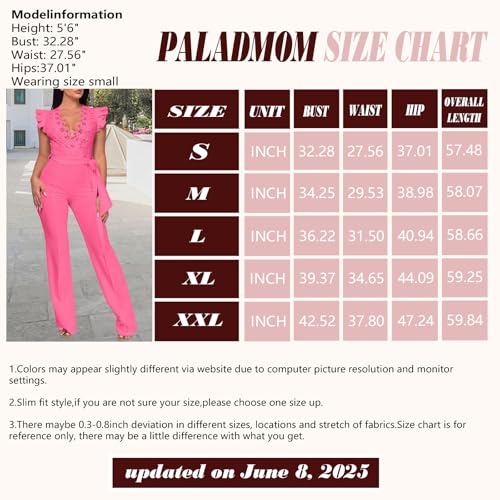 Image of PaladMom Womens Elegant Plus Size Jumpsuits Sexy Back zipper Short Sleeve Mid Waist Wide Leg Straight Rompers