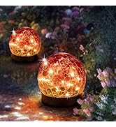 Garden Decor Solar Lights Outdoor, 2Pack Crackle Glass Solar Globe Lights Outdoor Waterproof, Gro...