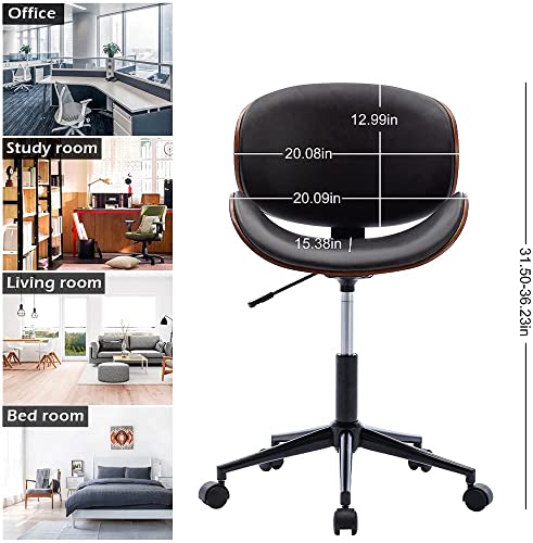 Awqm Home Office Desk Chair, Executive Computer Bentwood Office Chair,Swivel Executive Chair With Faux Leather And Chrome Finish,Adjustable Heigh Computer Chair With 360° Swivel Wheels,Brown #TOP4