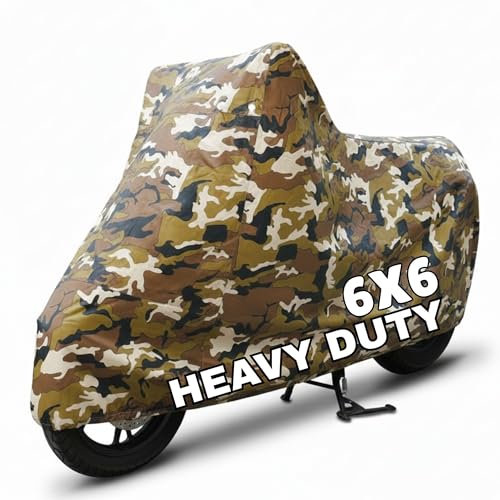 Image of 6X6 Heavy Duty Bike Cover for Splendor Plus, Water Proof Jungle Print, All-Weather Protection, Waterproof, UV Resistant, Dustproof, Durable Outdoor Motorcycle Body Covers for Daily Use