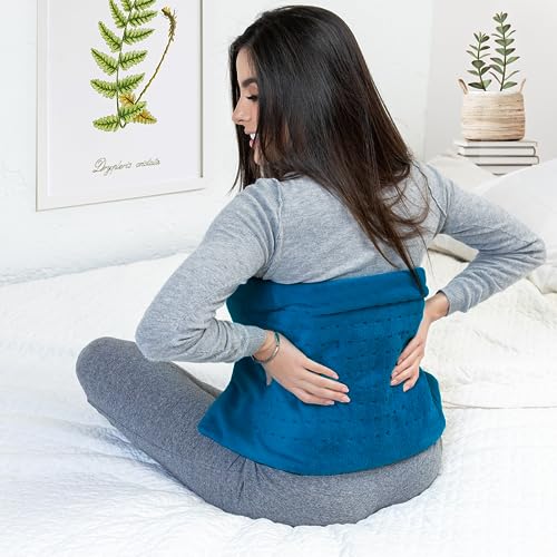 Cure Choice® XL Heating Pad 12"x24" Electric Heating Pad for Back Pain Relief & Cramps, 10 Fast Heat Settings, 2H Auto Shut-Off, Ultra Soft Microplush Moist Heating Pad, Machine Washable (Royal Blue) - Thumbnail 3
