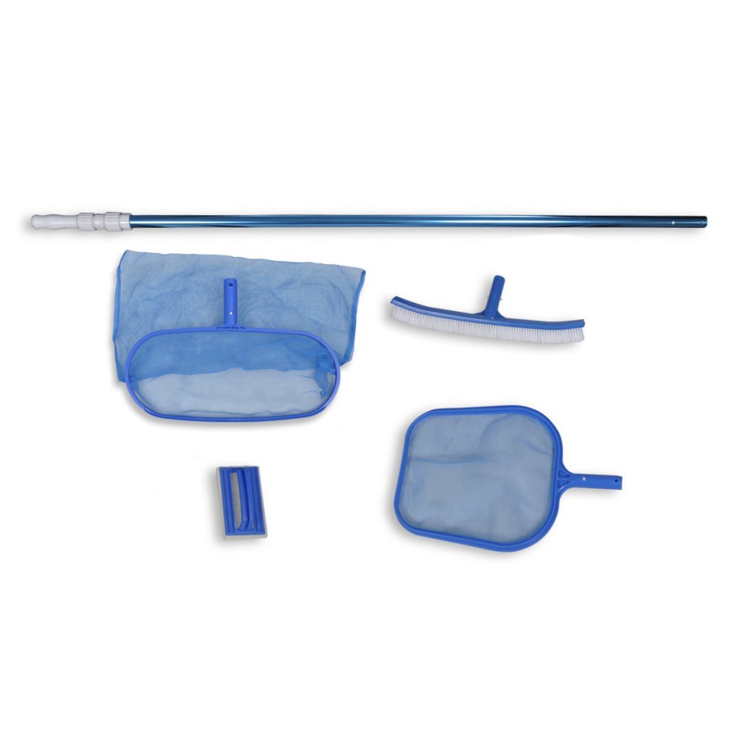 Festnight Kit Entretien Piscine avec Brosse Accessoires Piscines avec Manche Téléscopique Bleu