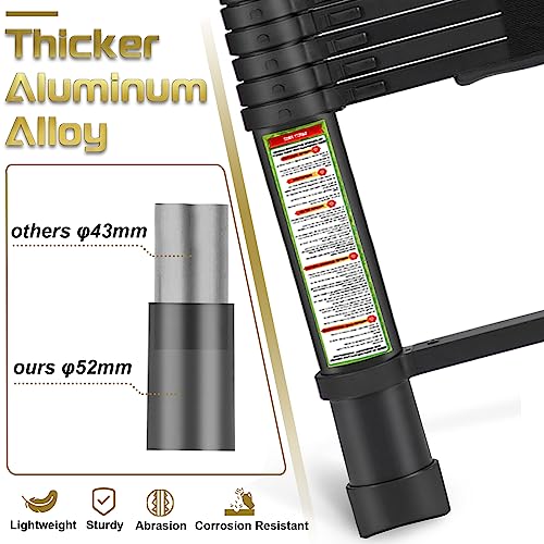 RIKADE Teleskopleiter und Dachbodenleiter, Robustes Aluminium mit rutschfesten Füßen, 150 kg Tragkraft, für Wohnmobil, Dachboden, Dach und Verschiedene Oberflächen