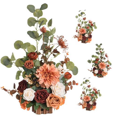Ling's moment 17.5" Tall Standing Artificial Flowers Arrangements 4pcs Fall