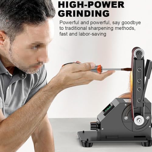 Lijadora eléctrica de banda con velocidad variable 10000 RPM, ángulo ajustable de 90° para pulido de madera, metal, aluminio, pantalla LED y puerto de polvo