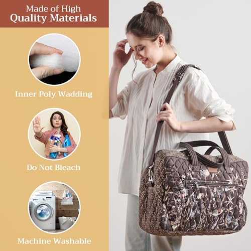 Maison d' Hermine Weekender Bags for Women Cotton Quilted Duffel Overnight Luggage Weekend Bag for Men Gym Sports Gifts Travel Business Travellers Family Trip (Meadow Florals)3