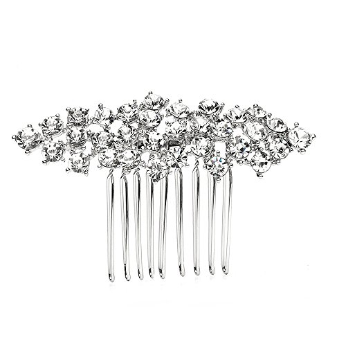 Mariell Silver Hair Comb with Clear Crystals, Wedding Hair Jewelry for Brides, Bridesmaid or Prom Girl