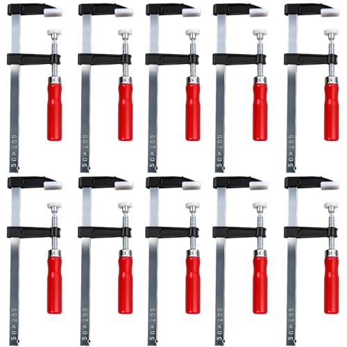 SBGGRL Schraubzwingen-Set 10er-Pack F-Klemme 300 mm/200 mm/150 mm Spanneinteilung 50 mm Gusseisen für Holzbearbeitung DIY Handwerkzeug 200 mm