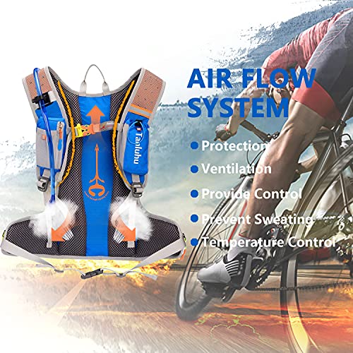 Foto von Trinkrucksack mit 2L BPA-freier Trinkblase, Ultraleicht Wasserdicht fahrradrucksack zum Skifahren Laufen Wandern Radfahren, Verstellbarer, gepolsterter Schultergurt an der Brust