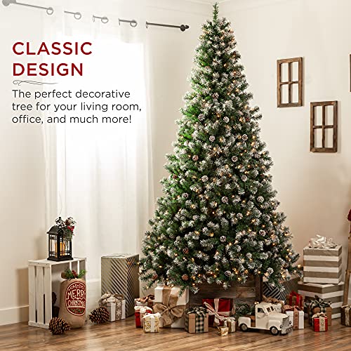 Best Choice Products Pre-Lit Flocked Pine Christmas Tree #TOP4