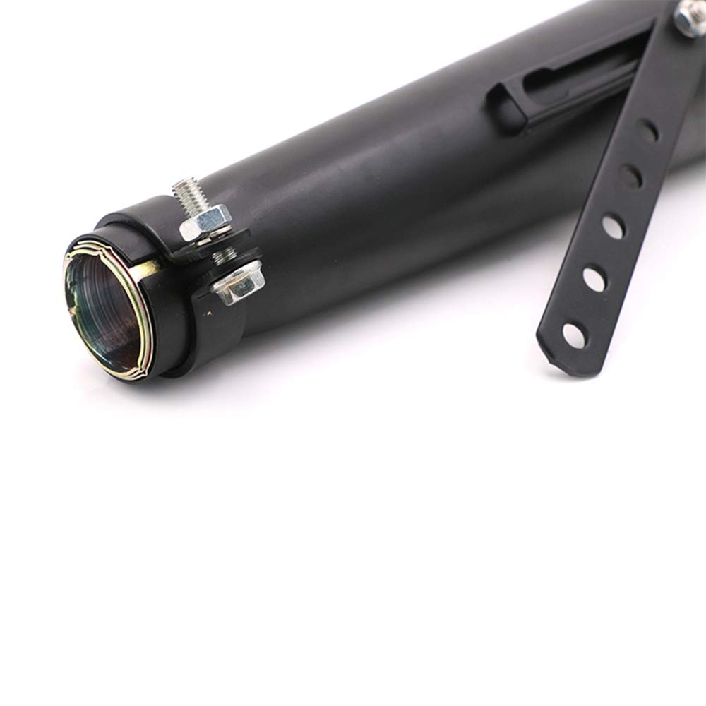 Moto Marmitta Tubo di scarico per 35mm 38mm 41mm 43mm 45mm per Chopper Cruiser Bobber Old School Cafe Racer (Nero)