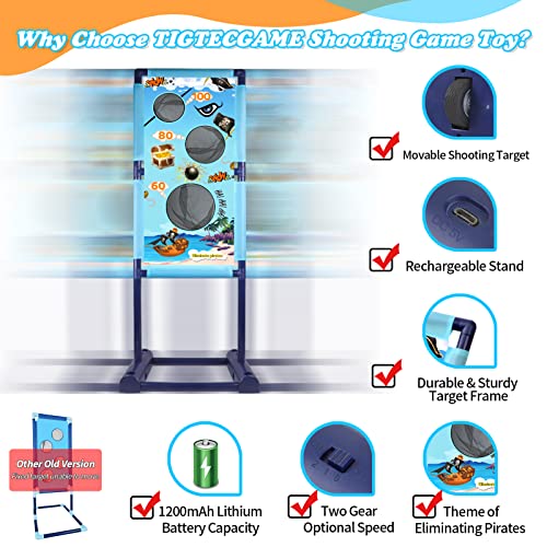Active Target Game Set for 5 6 7 8 9 10 11 12 Years Old Boys Girls Best Kids Birthday Gift with Moving Shooting Target 2 Foam Blasters and 18 Foam Balls - Compatible with Nerf Blasters