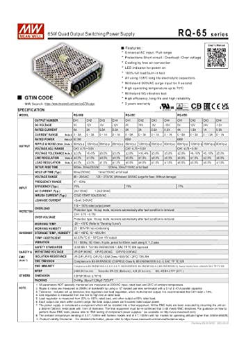 Image of Mean Well RQ-65B /RQ-65C /RQ-65D 65W Quad Output Switching Power Supply 100% Authentic (RQ-65B)