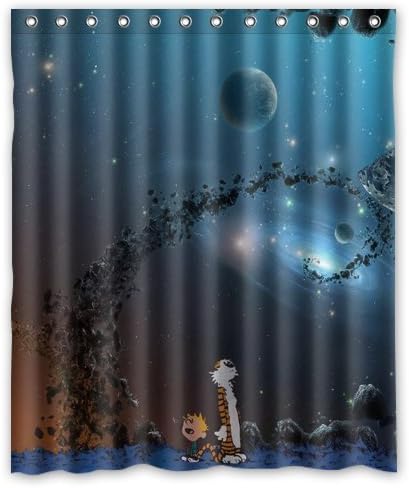 Calvin And Hobbes Christmas Gift Design Of Waterproof Bathroom Fabric Shower Curtain With 12Hooks (66X72Inch)