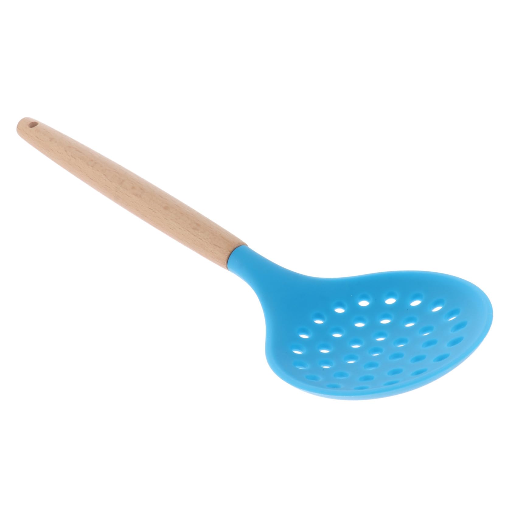 HOLIDYOYO Frying Spoon Strainer Silicone Head Heat Resistant Kitchen Cooking Utensil Multifunctional Straining Ladle