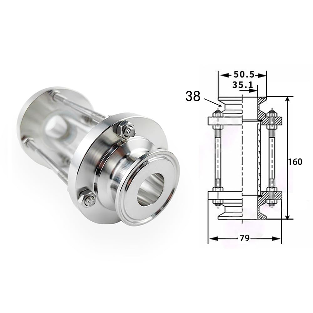 1 tube d'ajustement OD 38 mm en acier inoxydable SS304 pour raccords de plomberie