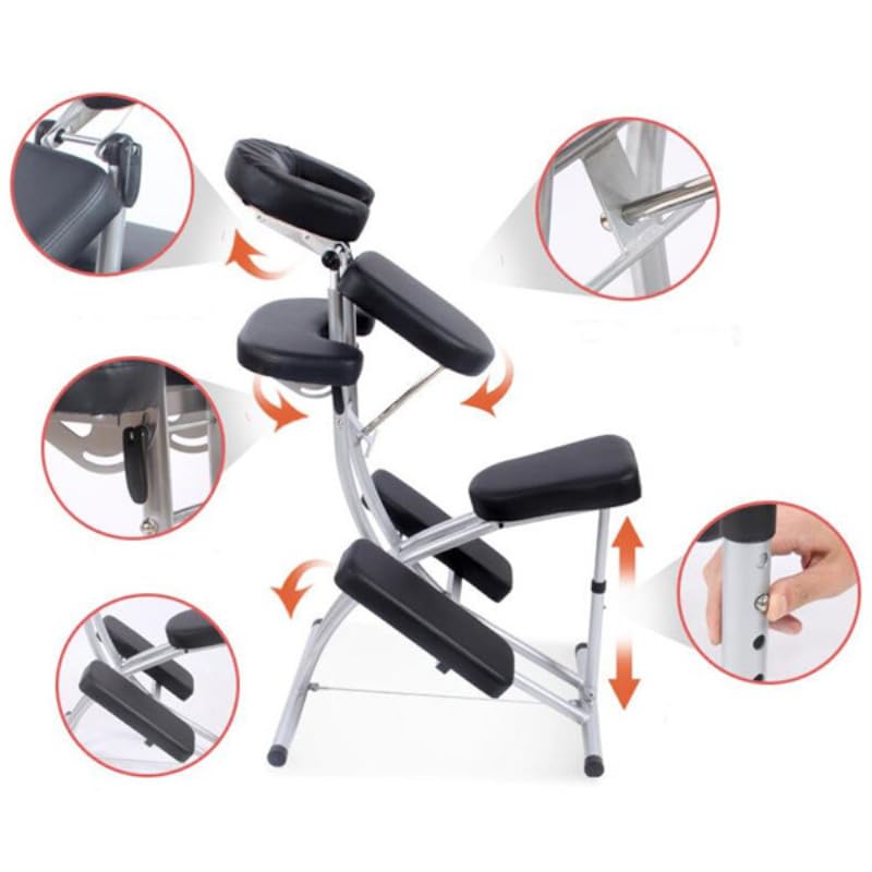 PLUS SANTE - Chaise de Massage Pliante en Alluminium LUNA - Confort, Polyvalence et Élégance pour les Professionnels de Santé - Supporte jusqu'à 150kg - Sac de Transport Inclus (Ivoire)