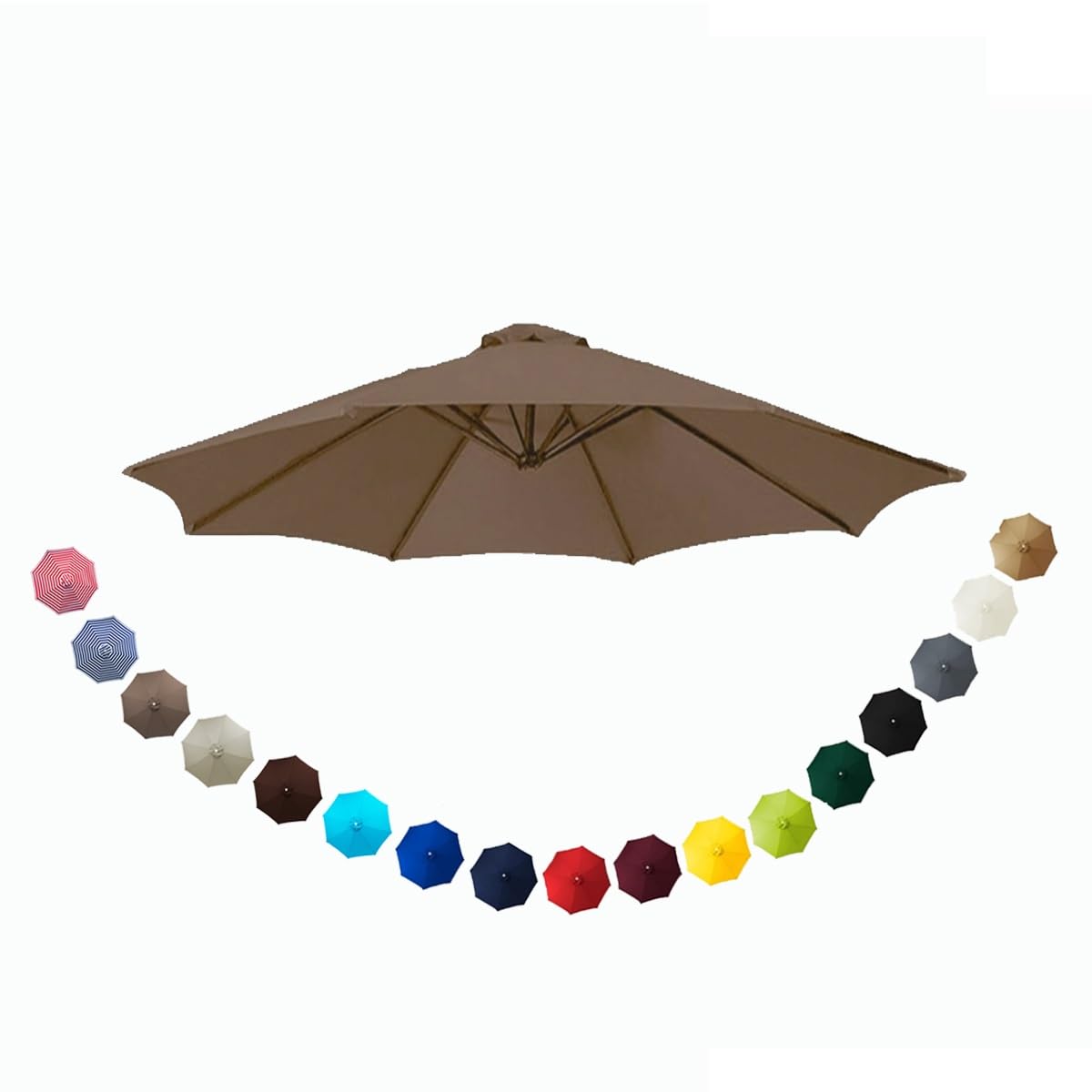 6.5ft 7.5ft 9ft 10ft Patio Umbrella Replacement Canopy, 6 Ribs 8 Ribs Polyester Parasol Top Cover, Waterproof Uv Protection Outdoor Cantilever Garden Umbrella Replacement Dark Top 2.7m/9FT-8Ribs