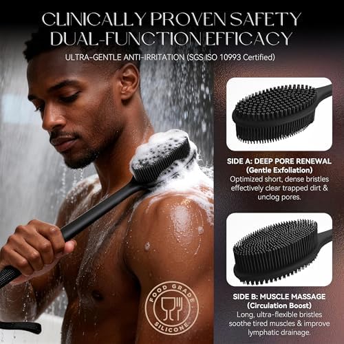 CORATED Silicone Back Scrubber for Shower, 2‑in‑1 Body Brush with Handle — view 3