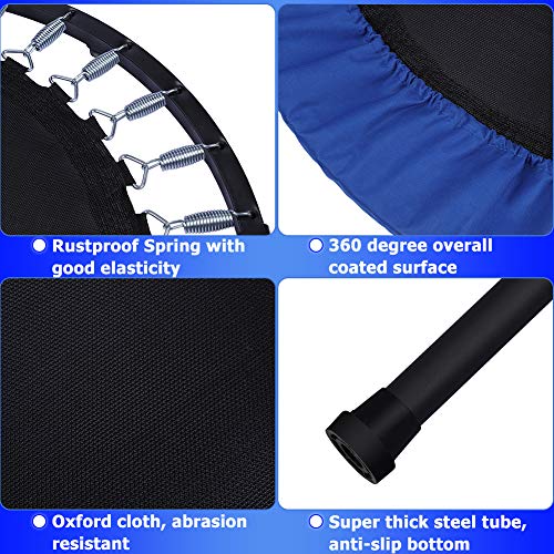 SKL Foldable Fitness Trampoline 38 Inch, Mini Trampoline with Safety & Anti-Skid Pads Stable Exercise Rebounder for Men Women Kids Indoor Outdoor Workout Max Load 330lbs