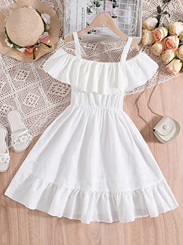 Floerns Girl's Cold Shoulder A Line Ruffle Dress Elegant Short Birthday Dresses2