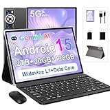 DEERTiME Android 15 Tablet 30GB RAM 128GB ROM 2TB TF, 2025 Electronics Tablets 10.1 Inch 8000mAh with Keyboard Mouse, 2.0GHz, 5G WiFi, BT 5.0, GMS Certified, Incell Display, Gemini AI - Metal Black