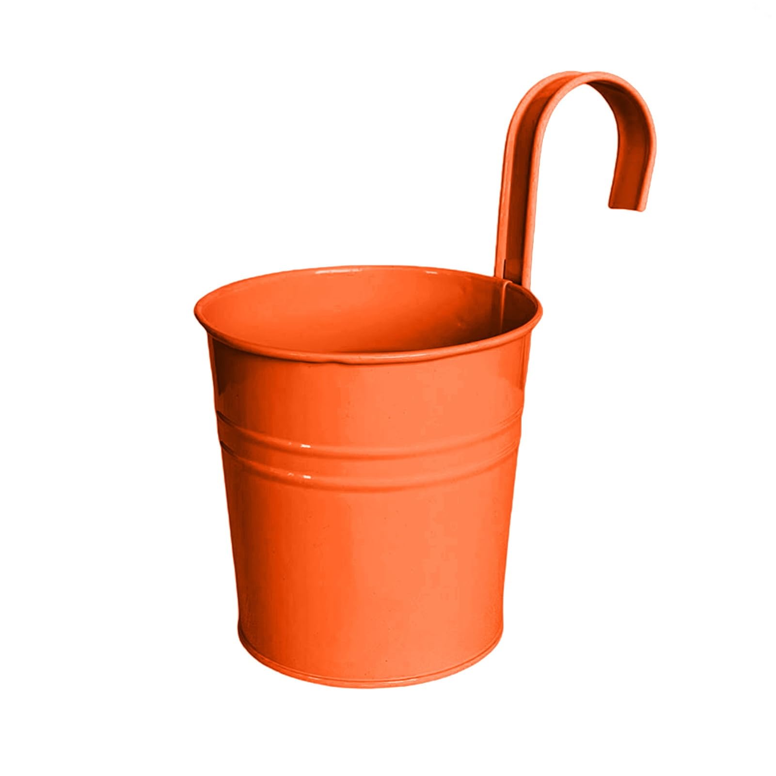 Hanging Metal Planter Flowerpot with Detachable Hook Drain Hole Railing Plant Pot for Balcony Garden Fence