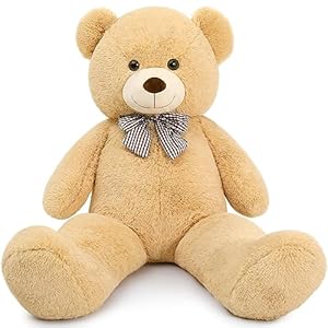MaoGoLan Giant Teddy Bear 4 Feet,Adorable and Cuddly Big Bear Stuffed Animal 47″, Classic Teddy Bear Plush Gift Decoration for Baby Shower,Party,Birthday,Valentines Day,Tan