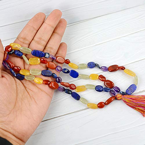 Image of Natural Oval Crystal Beads Mala Necklace Collection for Men & Women, Reiki Energized Gemstone Jewellery for Meditation, Mindful Living, Spiritual Decor & Everyday Fashion Styling