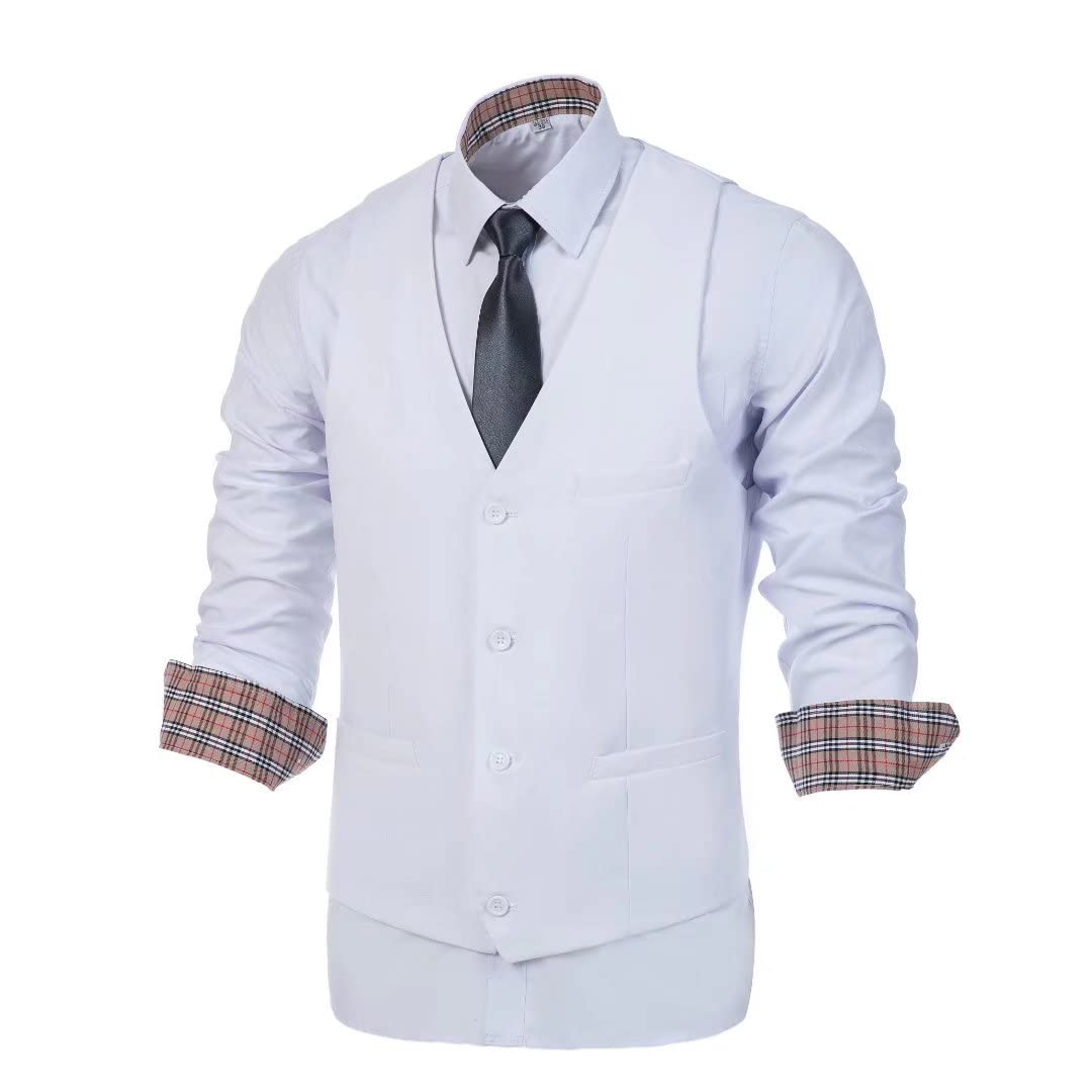 Wehilion Men's Suit Vest Business Waistcoat Formal Dress Vest for Men with 4 Button Slim Fit