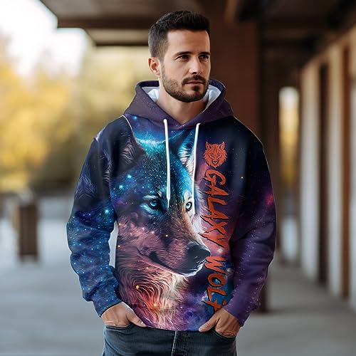 Unisex Hoodie 3D Graphic Wolf Dreamcatcher Pullover Hooded Sweatshirt Hoodies With Big Pockets Series 224