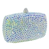 Boutique De FGG Mini Silver Crystal Clutch Purse for Women Formal, Spikes Rhinestone Clutch Evening Bag, Wedding Party Handbag