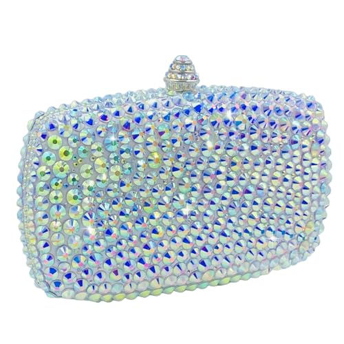 Image of Boutique De FGG Mini Crystal Clutch Purse for Women Formal, Spikes Rhinestone Clutch Evening Bag, Wedding Party Handbag