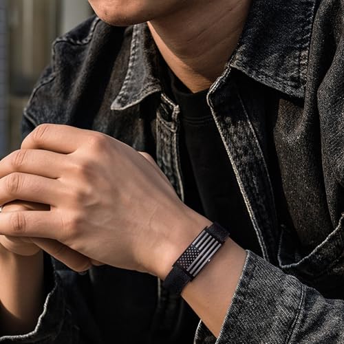 Patriotic American Flag Bracelets for Men Boys - Adjustable Black Military Elastic Stretch Strap with Inspirational Bible Verse - Veteran Gifts, Soldier Appreciation Jewelry3