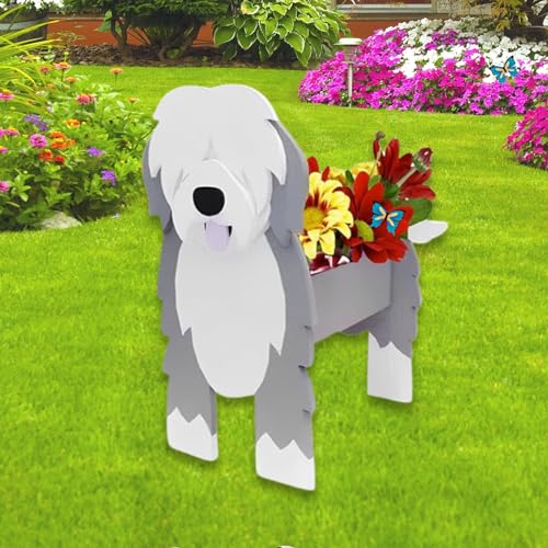 strolfay English Shepherd Dog Planter Pots, Animal Shaped Flower Pot