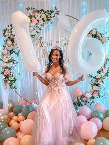 Image of 8 Balloon Numbers Birthday Decorations, 40In White Balloons for Men Women | Eye-catching Appearance, Perfect Decorative Centerpieces, Convenient Self-sealing Structure, Widely for Various Occasions