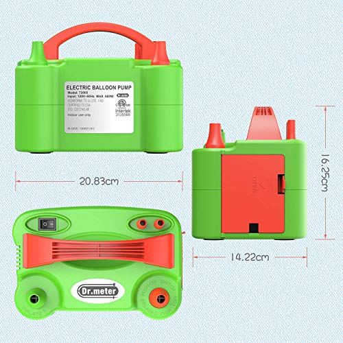 Dr.meter Ballonluchtpomp, Elektrische Inflatorpomp met Dubbele Sproeierblazer Draagbare Pomp voor Kerstdecoraties, Feest… - Image 7