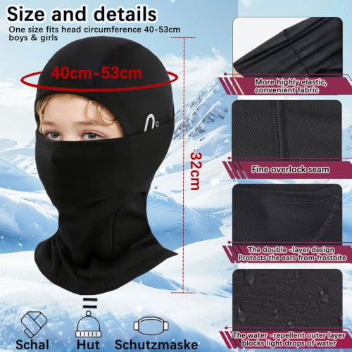 Image of Kids Balaclava Ski Mask for Skiing Cycling, Cold Weather Neck Warmer Windproof Thermal Face Mask for Boys /Girls
