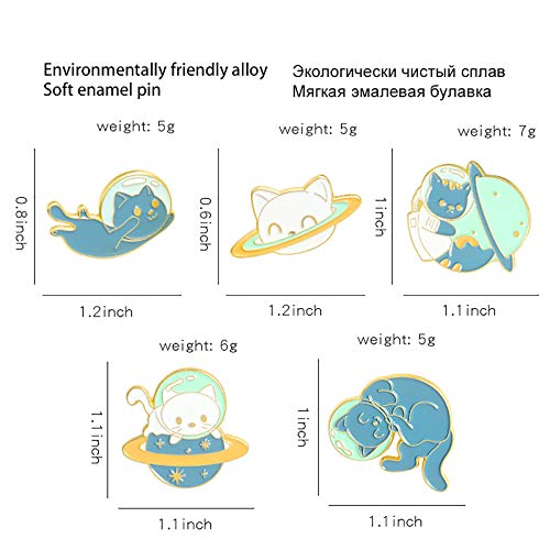 Space Cat Enamel Pins Set,Cute Animal Astronaut Lapel Pins For Women Girl Cartoon Planet Brooch Pin For Jackets Backpack Accessory (Light Gray) #TOP5