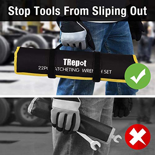 Trepot 22-Piece Ratcheting Wrench Set,Sae & Metric, 22-Piece, 1/4″ To 3/4″ & 6-18Mm，Chrome Vanadium Steel, With Carrying Bag #TOP5