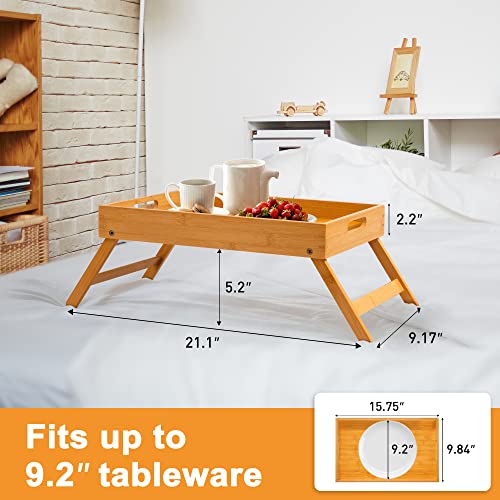 Bellsal Small Bed Tray Table With Folding Legs For Eating Serving Tray With Handles Food Tray Tables Comes With Phone Holder Portable Snack Platter For Bedroom Hospital Picnic #TOP1