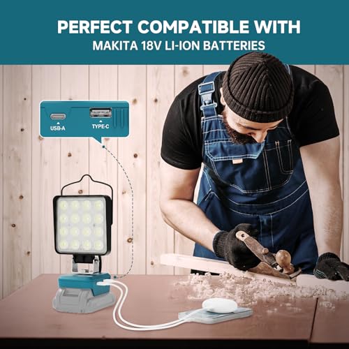 Image of 2 PCS LED Work Light for Makita 18V Battery,Battery Light for Makita 18v Tools Portable Outdoors Flood Lighting