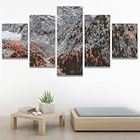 SIGNWIN 5 Panel Canvas Wall Art Snowy Tops for Home Decorations Ready to Hang - 60