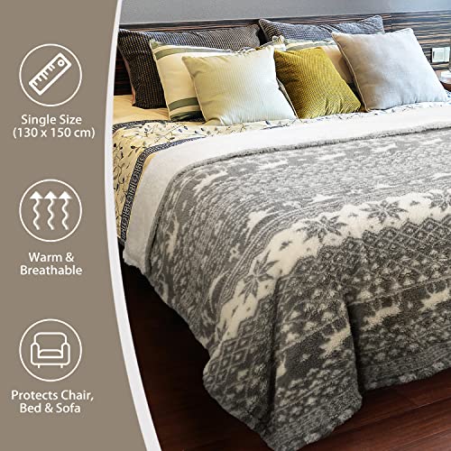 Catalonia Grey Sherpa Throw Blanket, Super Soft Warm Fuzzy Comfy Snowflake Blankets, Reversible Fluffy Throws, Holiday Theme Blanket (50X60 Inches) #TOP4