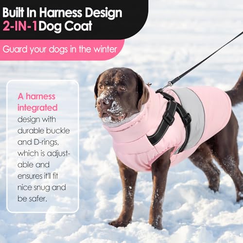 Image of AOFITEE Small Dog Coat, Dog Winter Coat with Harness Built in, Warm Dogs Jacket with Zipper & Polar Fleece Collar, Waterproof Pet Snow Jacket Snowsuit for Schnauzer, Chihuahua Yorkshire, S