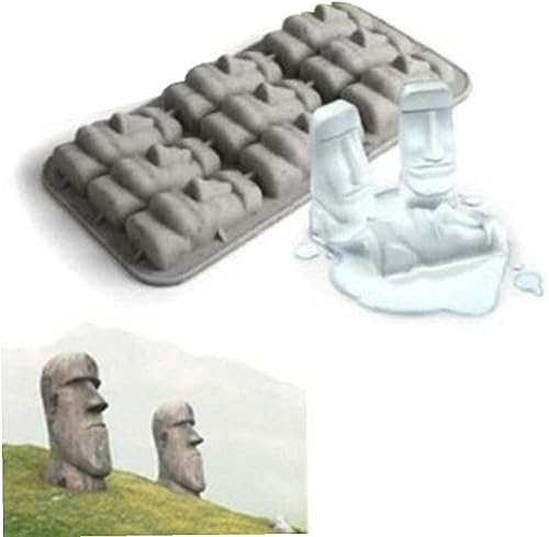Miniatura 5 de Isla de Pascua Estatuas de Piedra Bandeja de Hielo Cubos Diy Molde Verano Mini Molde de Pastel de Silicona