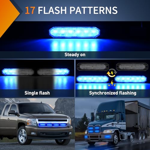 Image of Nilight 6 LED Emergency Strobe Lights 4PCS Blue
