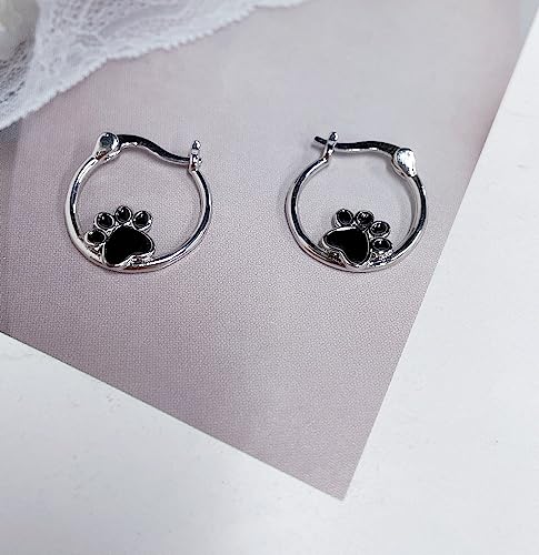 Newzenro Hypoallergenic Puppy Paw Hoop Earrings For Women Teen Girls Cute Cat Dog Pet Print Animal Huggie Hoops For Sensitive Ear Fashion Jewelry Gifts thumb #2