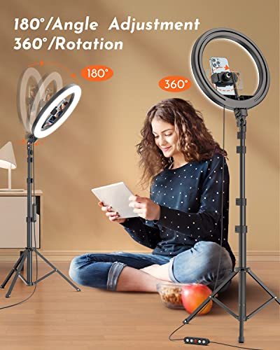 Kaiess 12'' Selfie Ring Light With 63'' Tripod Stand And 2 Phone Holders, For Live Stream/Makeup, Upgraded Dimmable Led Ringlight For Tiktok/Youtube/Zoom Meeting/Photography #TOP2