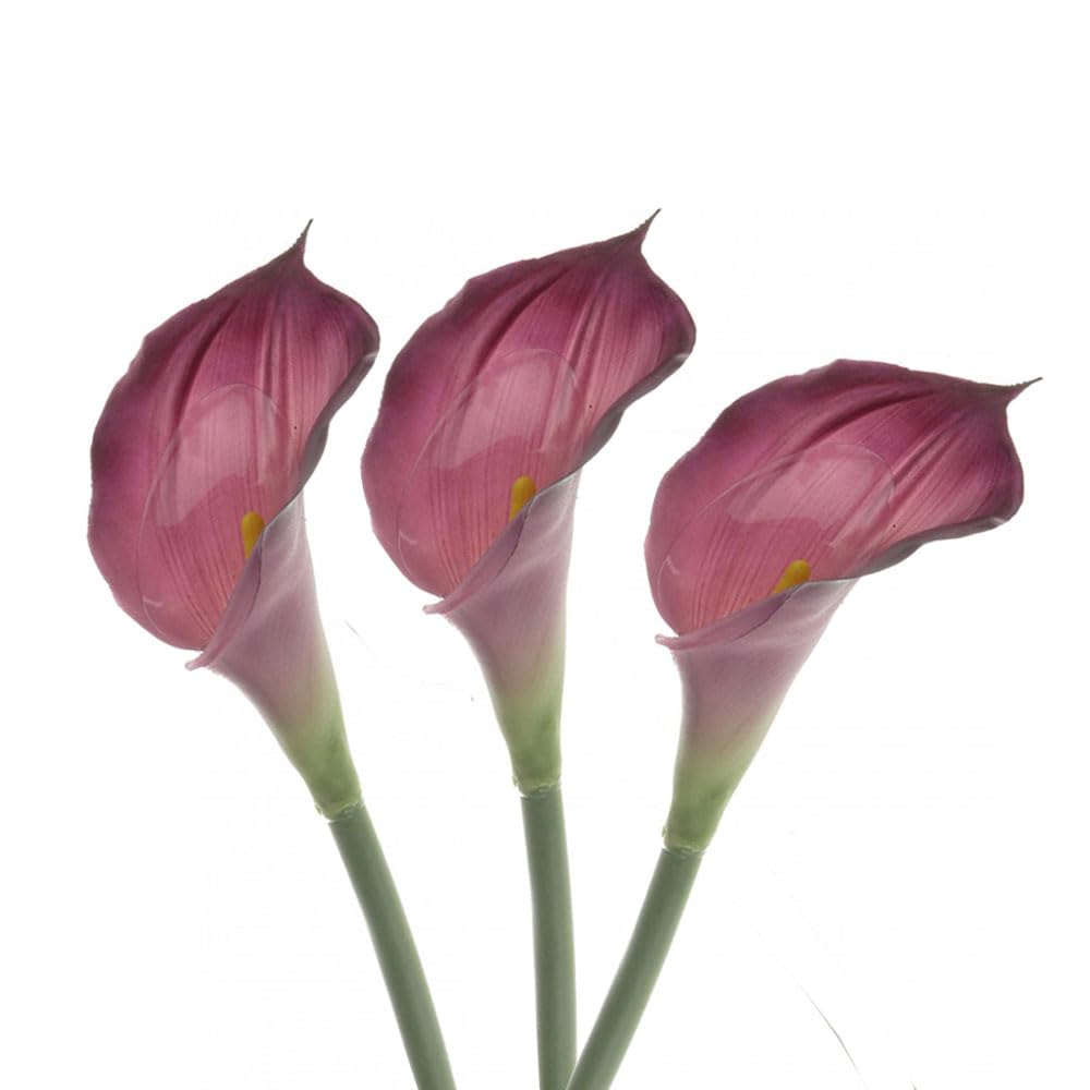 Floristrywarehouse Purple Artificial Real Touch Calla Lily Bundle Of 3 Stems 66Cm/26 Inches Dark